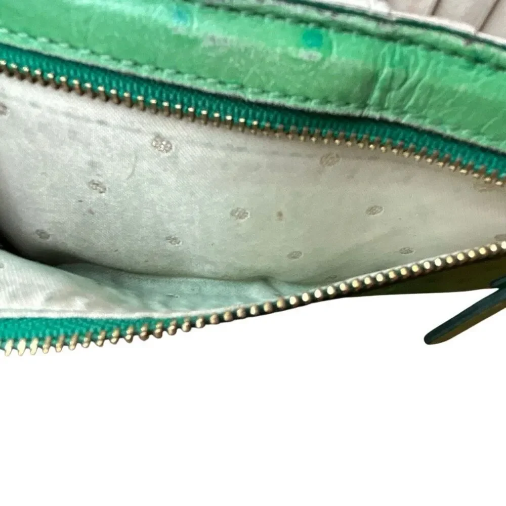 Kate Spade Green Ostrich Embossed Leather Continental Wallet Preowned
